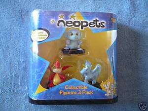 Neopets Collectible Figure 3 Pack Cloud Mynci Scorchio  
