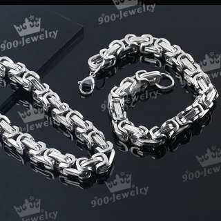   Byzantine Chain Mens Bracelet + Necklace Set Fashion Jewelry  