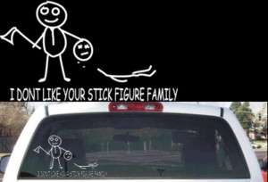 funny stick figure family murder rear window decal  