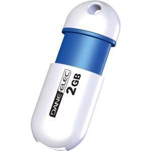  2GB Capless USB 2.0 Flash Drive   White/Blue