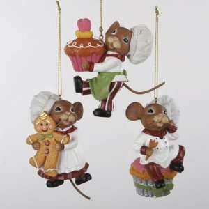 Club Pack of 12 Mouseville Chef Mice Christmas Figure Ornaments 3.25 