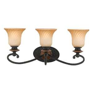   with Three Lights with Twisted Amber Scavo Glass, Stonehedge Finish