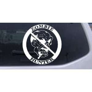 Zombie Hunter Funny Car Window Wall Laptop Decal Sticker    White 22in 