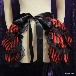   Bustle Skirt Red Black Stripes Steampunk Burlesque Goth Lolita  