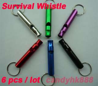 Lots of 6 Aluminum Survival Whistle Key Chain Camping  