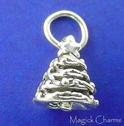 Sterling Silver .925 CHRISTMAS TREE with STAR Small 3D Charm  