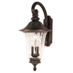   Arm Down Wall Lantern with Fluted Seed Glass, Old Penny Bronze, Large