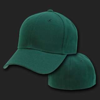 Forest Green Fitted Plain Solid Blank Baseball Ball Cap Caps Hat Hats 