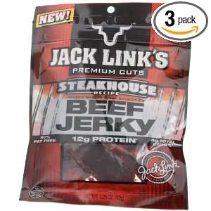 Jack Links Beef Jerky Steakhouse Jerky, 3.25 Ounce Bags (Pack of 3 