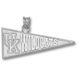 Kentucky Wildcats Solid Sterling Silver UK Wildcat Pennant Pendant