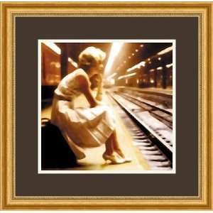  Girl At The Station by George Thomas   Framed Artwork 