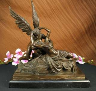 Signed Canova Psyche Revived By Cupid Bronze Statue Art Sculpture 