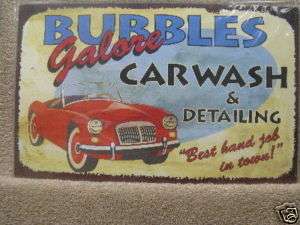 Bubbles Car Wash Funny Decor Vintage look Tin Sign  