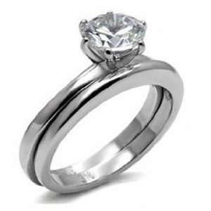   Unique Imitation Diamond Stainless Steel Wedding Ring Set   6 Jewelry