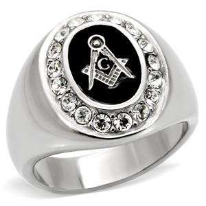  Masonic Ring Stamped 316 Stainless Steel Black Enamel Men 