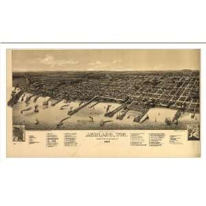 Historic Ashland, Wisconsin, c. 1886 (L) Panoramic Map Poster Print 