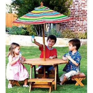  Adirondack Octagon Table With 4 Benches & Umbrella Toys 
