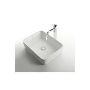 Kraus Kraus White Rectangular Ceramic Sink and Ramus Faucet C KCV 121 