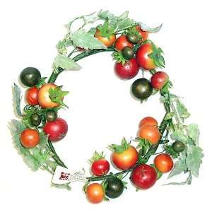 Tomato Candle Ring Silk Flowers 6.5 