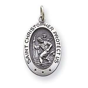 St. Christopher Sterling Silver Golf Medal,20 Steel Necklace Chain