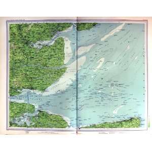   1903 Colour Map River Thames Estuary Sheerness Margate