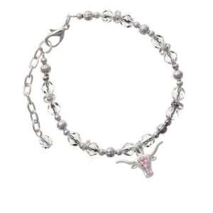 ctlf   Longhorn with Light Pink Swarovski Crystals Clear Czech Glass 