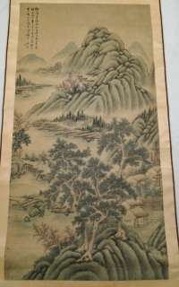 Antique Chinese 19 20th C. Landscape Watercolor Painting Signed 54 x 