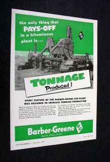 Barber Greene 848 Plant bituminous 1953 print Ad  