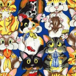 CATS MEOW CATS EATING MICE BIRDS~ Cotton Quilt Fabric  