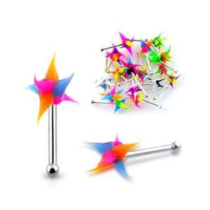  UV React Silicone Spiky Ball End Nose Pin Jewelry