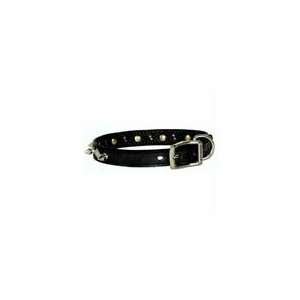  Leather Spiked Dog Collar With Diamond Studs Black 22 In 