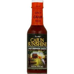 TryMe Cajun Sunshine Hot Pepper Sauce, 5 Ounce Bottles (Pack of 3 