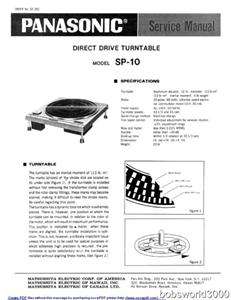 Technics SP 10MK3 Turntable Service Manual PDF format  