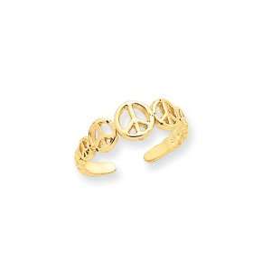  Peace Sign Toe Ring in 14 Karat Gold Jewelry