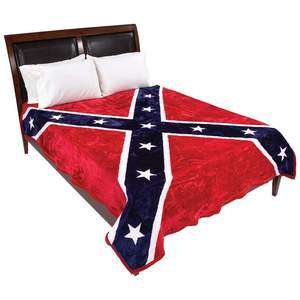 Southern Confederate Rebel Flag Fleece Throw King/Queen Blanket 