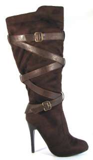 BLOSSOM CATIE 2 BROWN FAUX SUEDE KNEE HIGH BOOT  