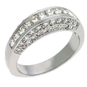  14k White Channel Set Pave Round 1.23 Ct Diamond Band Ring 