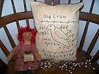 Early Primitive Crow Sampler Pillow Rustic Grungy Count