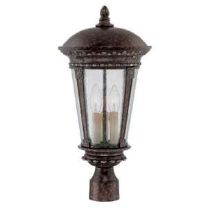   Shell with Silver Risa Tuscan Three Light Up Lighting Outdoor Post