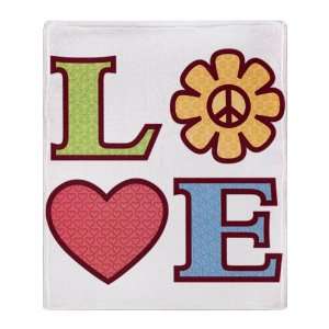   Blanket LOVE with Sunflower Peace Symbol and Heart 