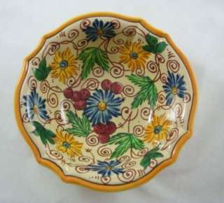 Vintage Italy Pottery FB Yellow Sorrento Floral Design Hand Painted 