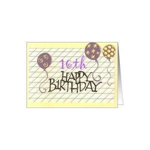  16th Happy Birthday Balloons Card Toys & Games