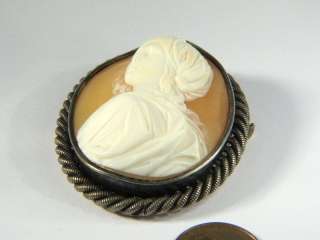   CARVED SHELL CAMEO PIN BROOCH BEATRICE CENCI GUIDO RENI c1860  
