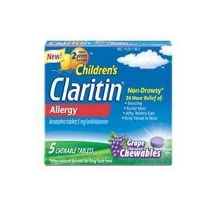 Claritin Childrens Chewable 5 mg Non Drowsy Tablets with Grape Flavor 