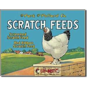  Scratch Feeds Poultry Chicken Food Farming Ad Vintage Tin 