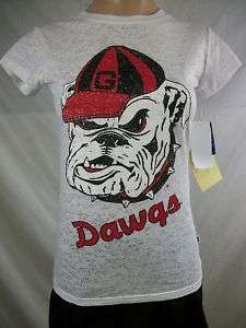 New Juniors SOFFE White Georgia Bulldogs T Shirt Lg NWT  
