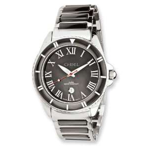   Mens Chisel Stainless Steel & Ceramic Black Dial Watch Jewelry