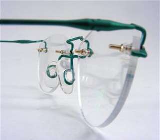 NOS 1990s VTG 3 PIECE RIMLESS TITANIUM CHARMENT TEAL WIRE RETRO 