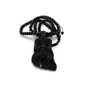  Black Iced Out Jesus Face Pendant and 36 Inch Shamballa 