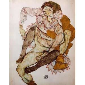   Schiele   24 x 30 inches   Seated Couple (Egon and Edith Schiele